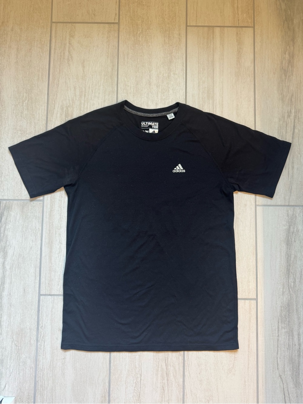 adidas Black Short Sleeve Performance Tee with White Logo